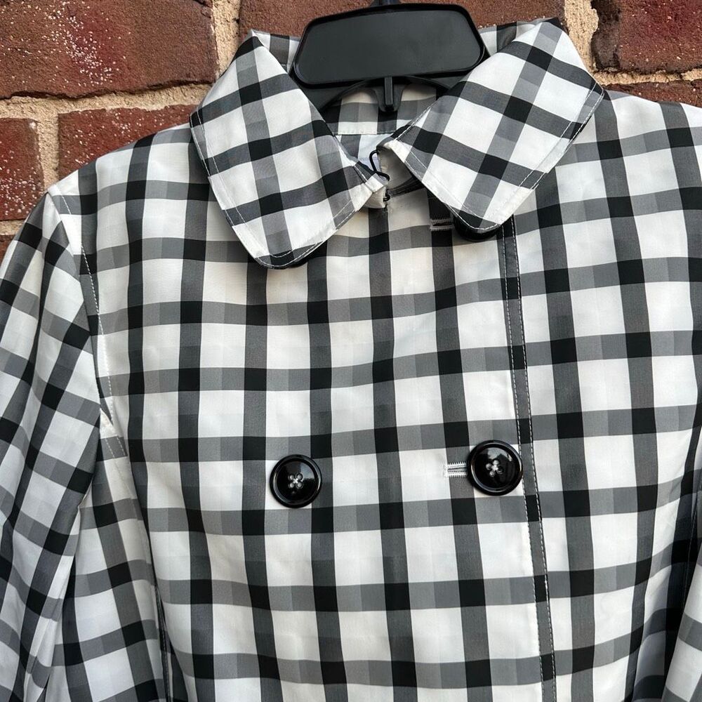Jane Post $495 Vichy Check Double Breasted Trench Coat Women’s Medium NEW - Picture 9 of 13